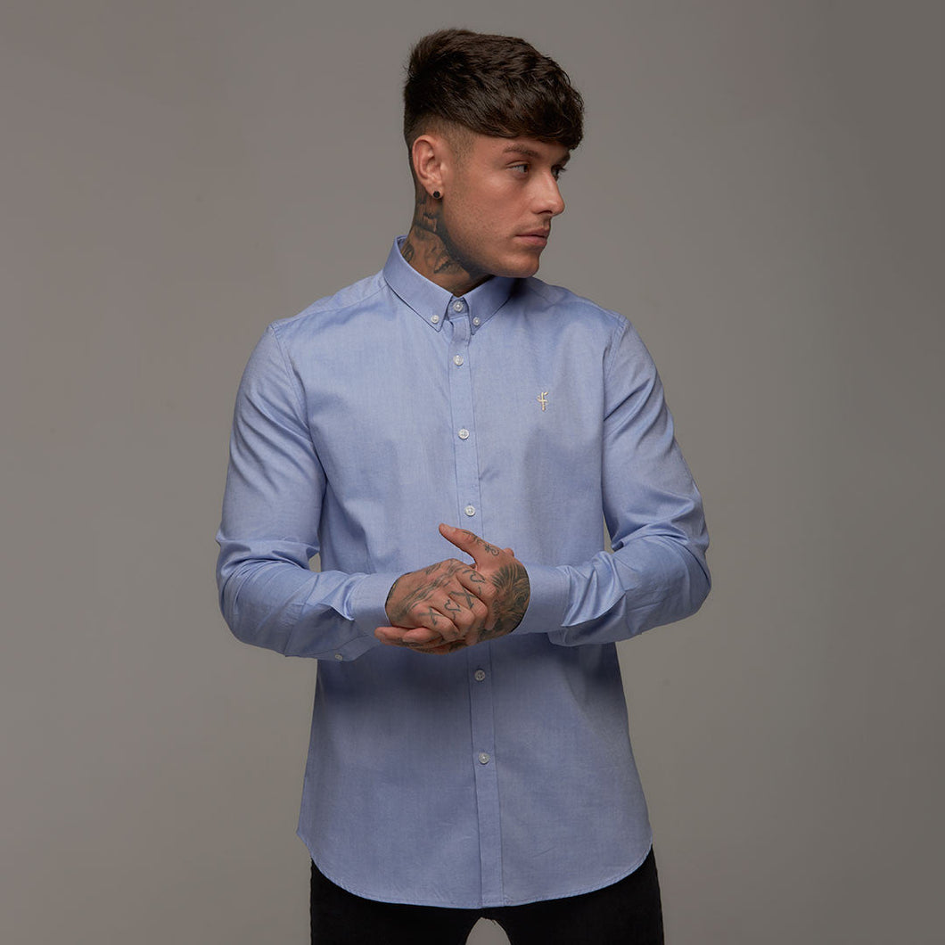 Luxury Sons Classic Blue Oxford Long Sleeve (Gold Emblem) - FS254