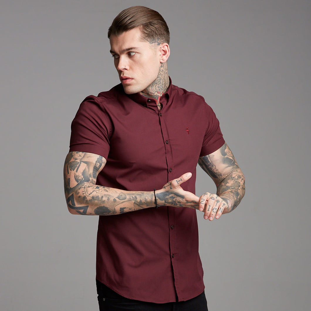 Luxury Sons Classic Tonal Burgundy Short Sleeve - FS366 (LAST CHANCE)