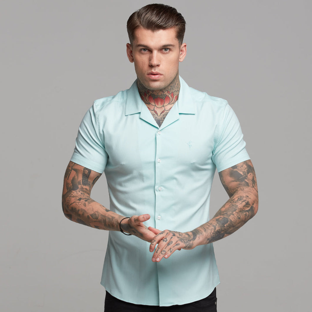 Luxury Sons Super Slim Stretch Revere Classic Mint Oxford Short Sleeve - FS421