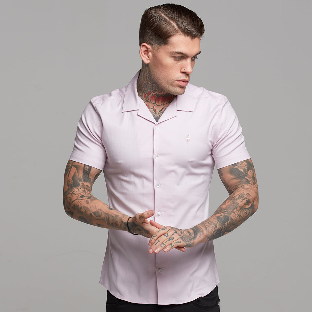 Luxury Sons Super Slim Stretch Revere Classic Pink Oxford Short Sleeve - FS420