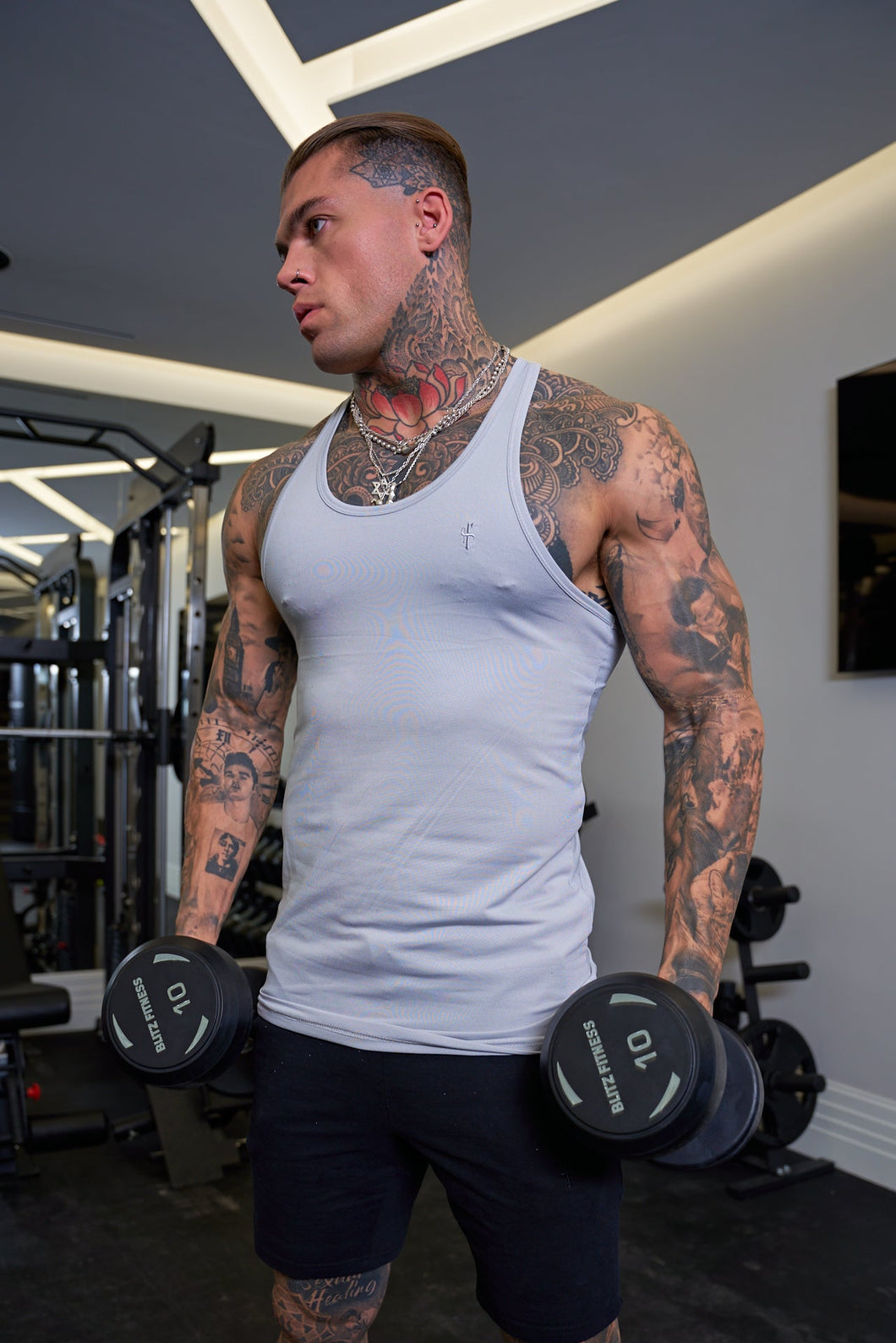 Luxury Sons Stone Grey Gym Vest - FSH682