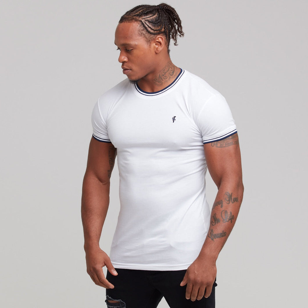 Luxury Sons White with Navy Contrast Crew - FSH264