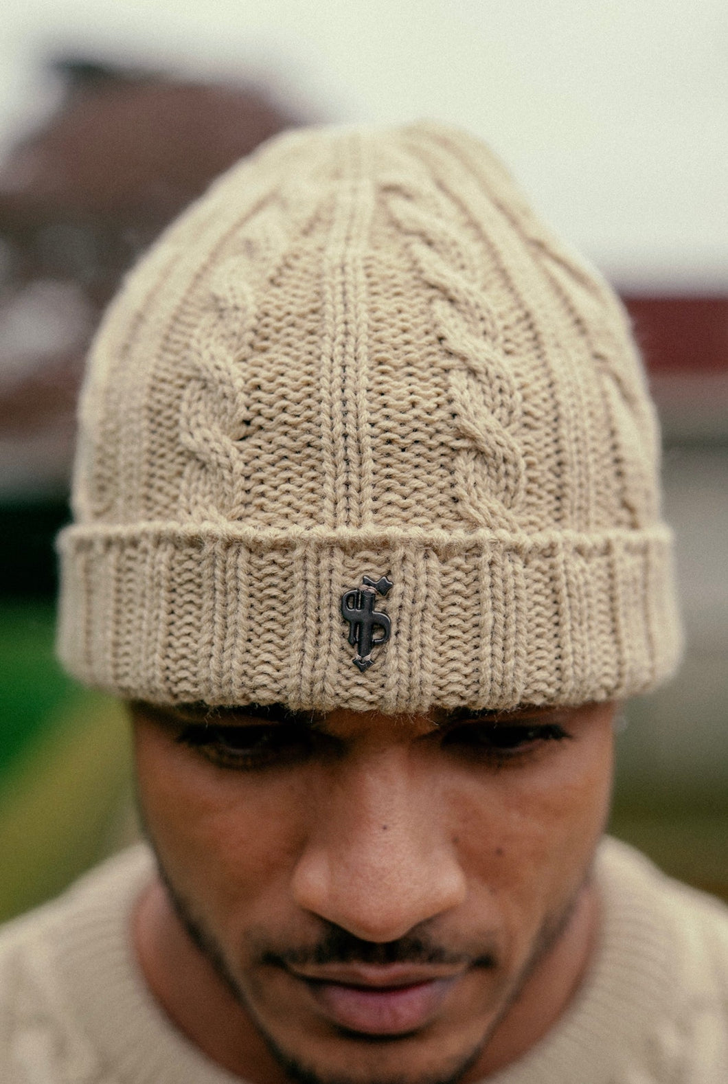 Luxury Sons Oatmeal Beanie Hat With Metal Emblem - FSJ049