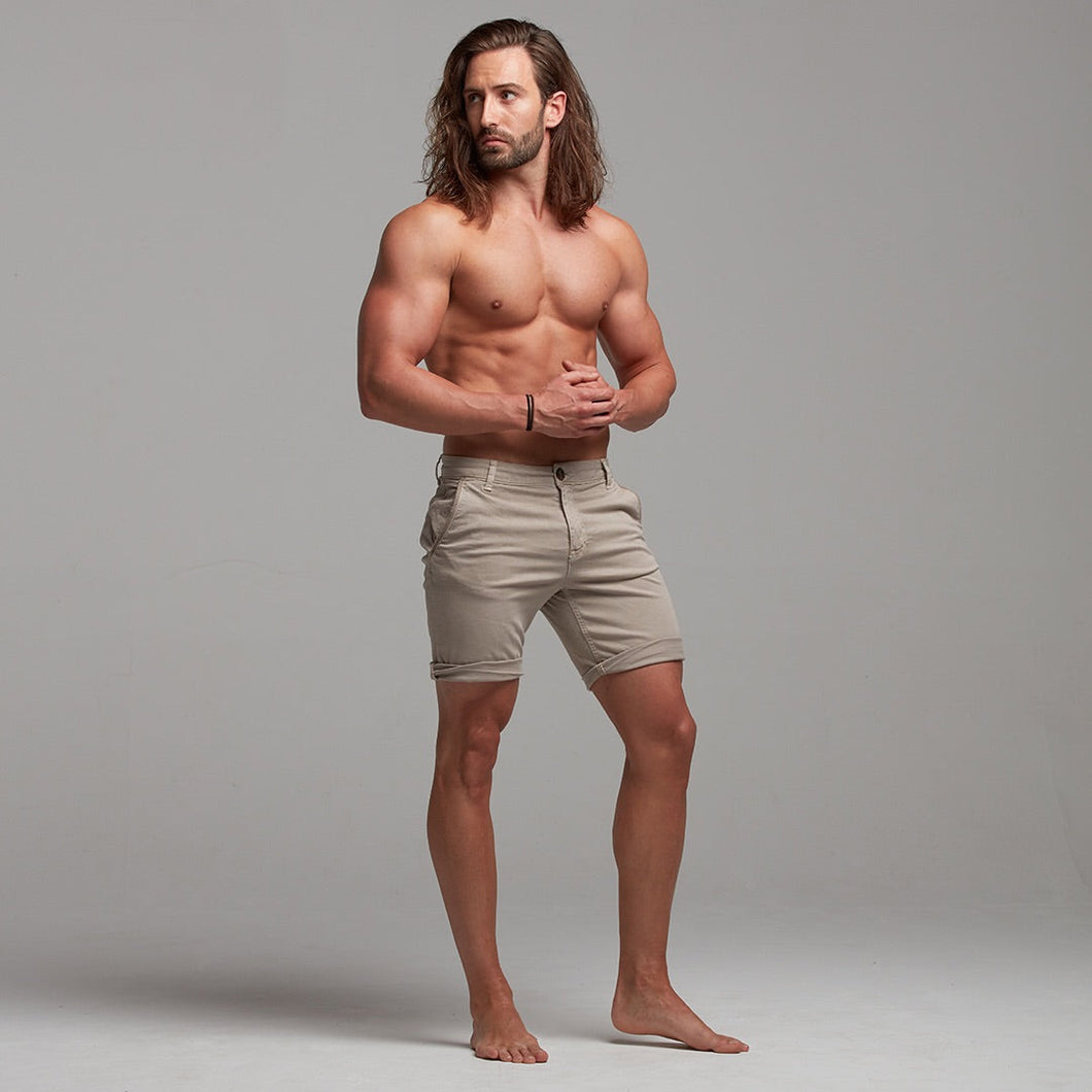 Luxury Sons Slim Fit Beige Chino Shorts - FSH146