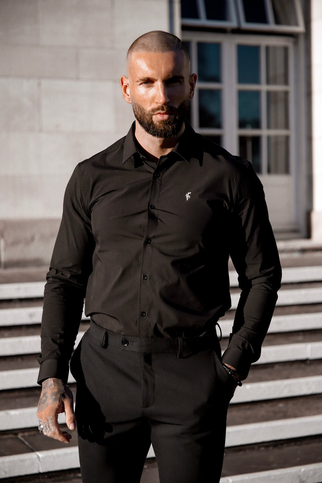 Luxury Sons Boxy Stretch Black Long Sleeve - FSBOXY898