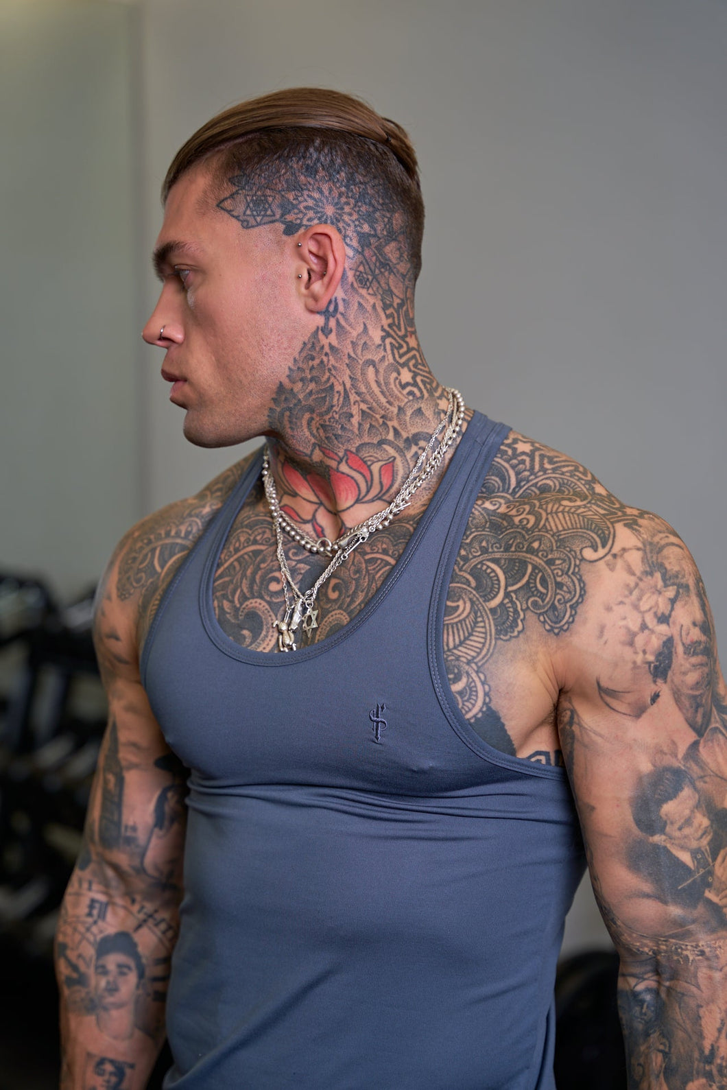 Luxury Sons Slate Grey Gym Vest - FSH684