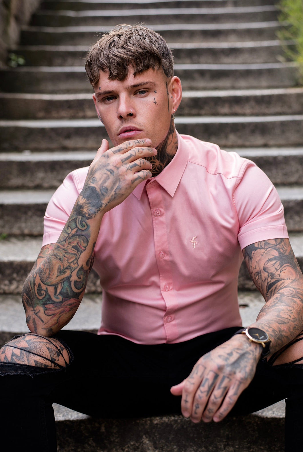 Luxury Sons Super Slim Luxe Ultra Stretch Pink Short Sleeve -  FS390