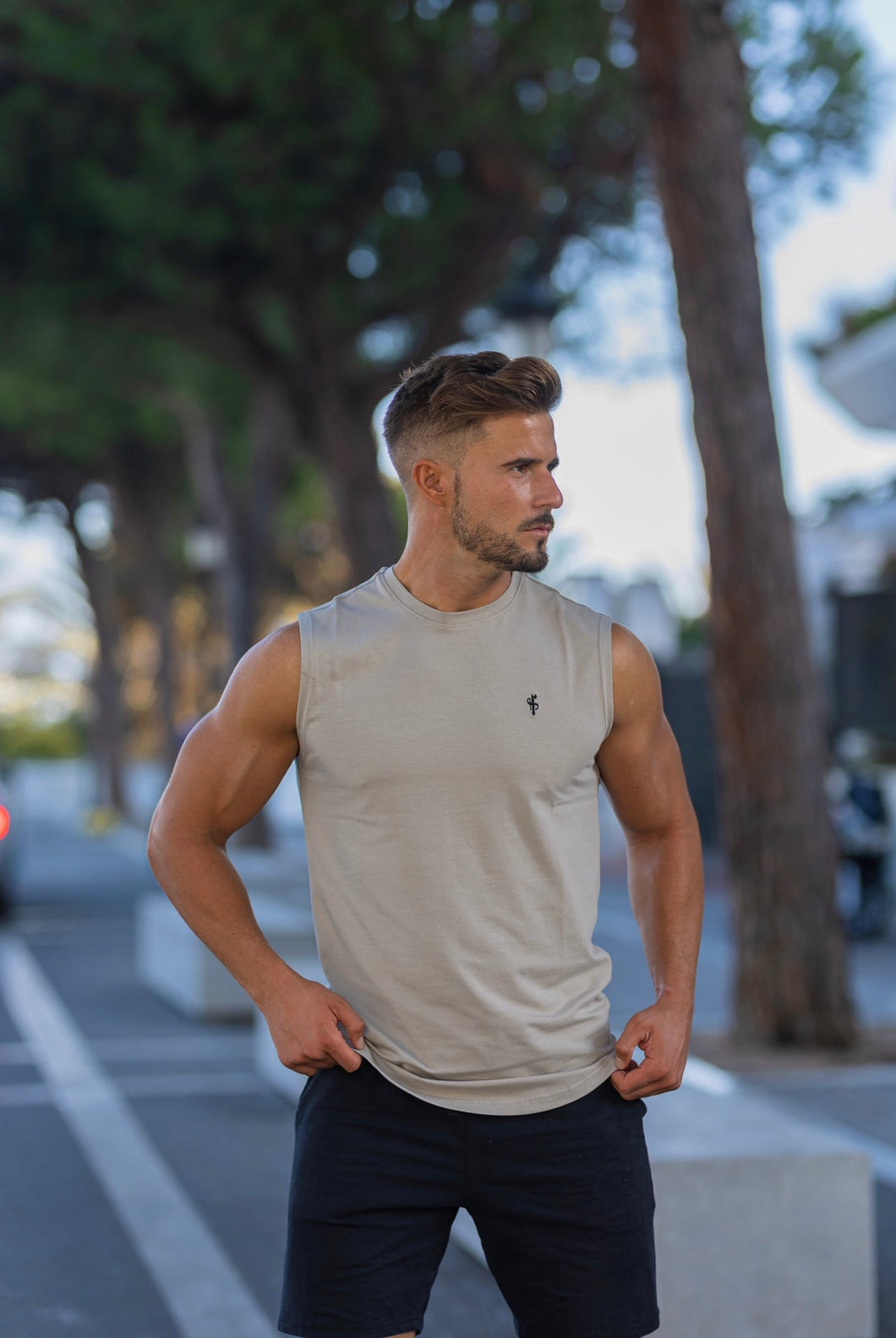 Luxury Sons Classic Light Grey Longline Gym Vest - FSH756