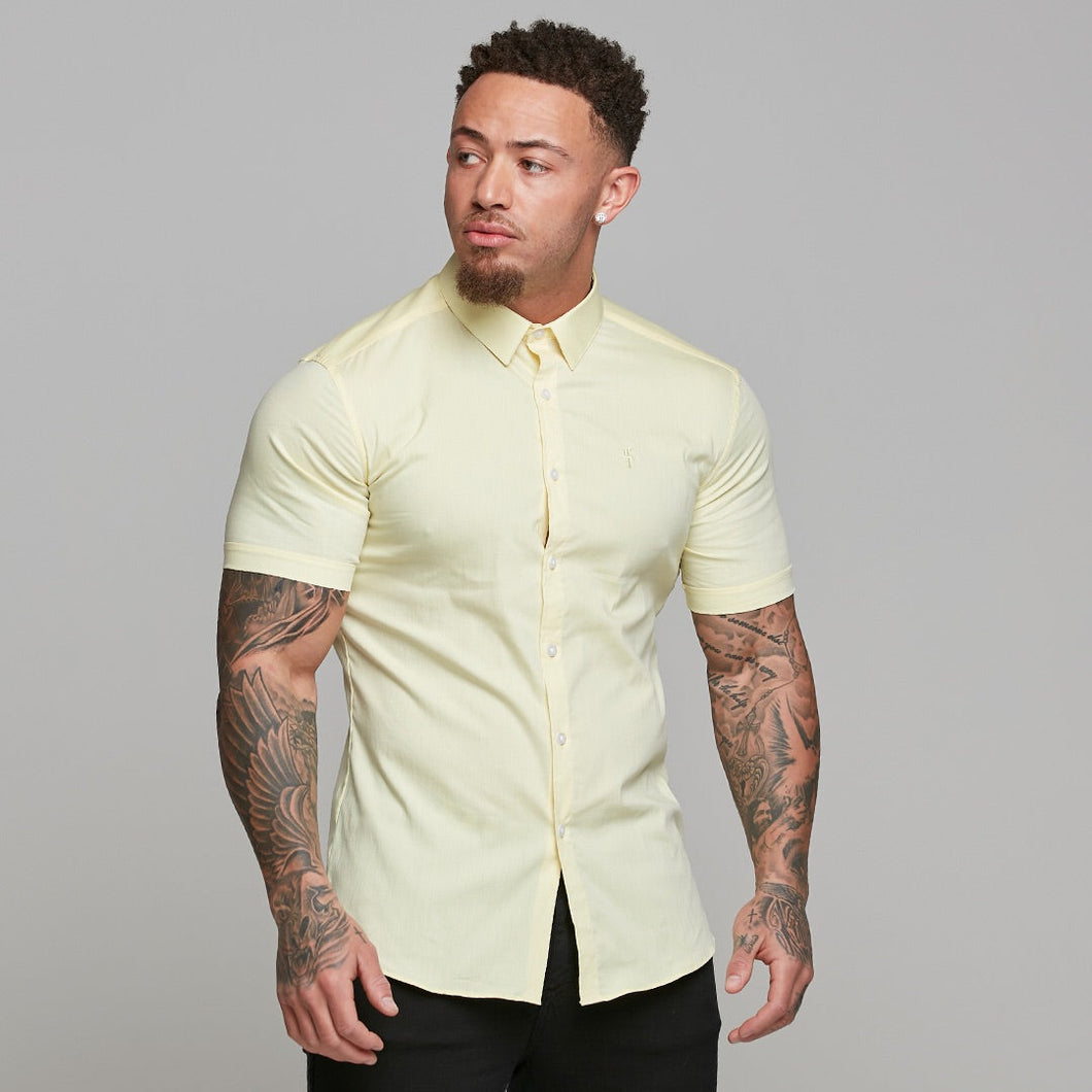 Luxury Sons Super Slim Ultra Stretch Yellow Short Sleeve - FS518 (LAST CHANCE)