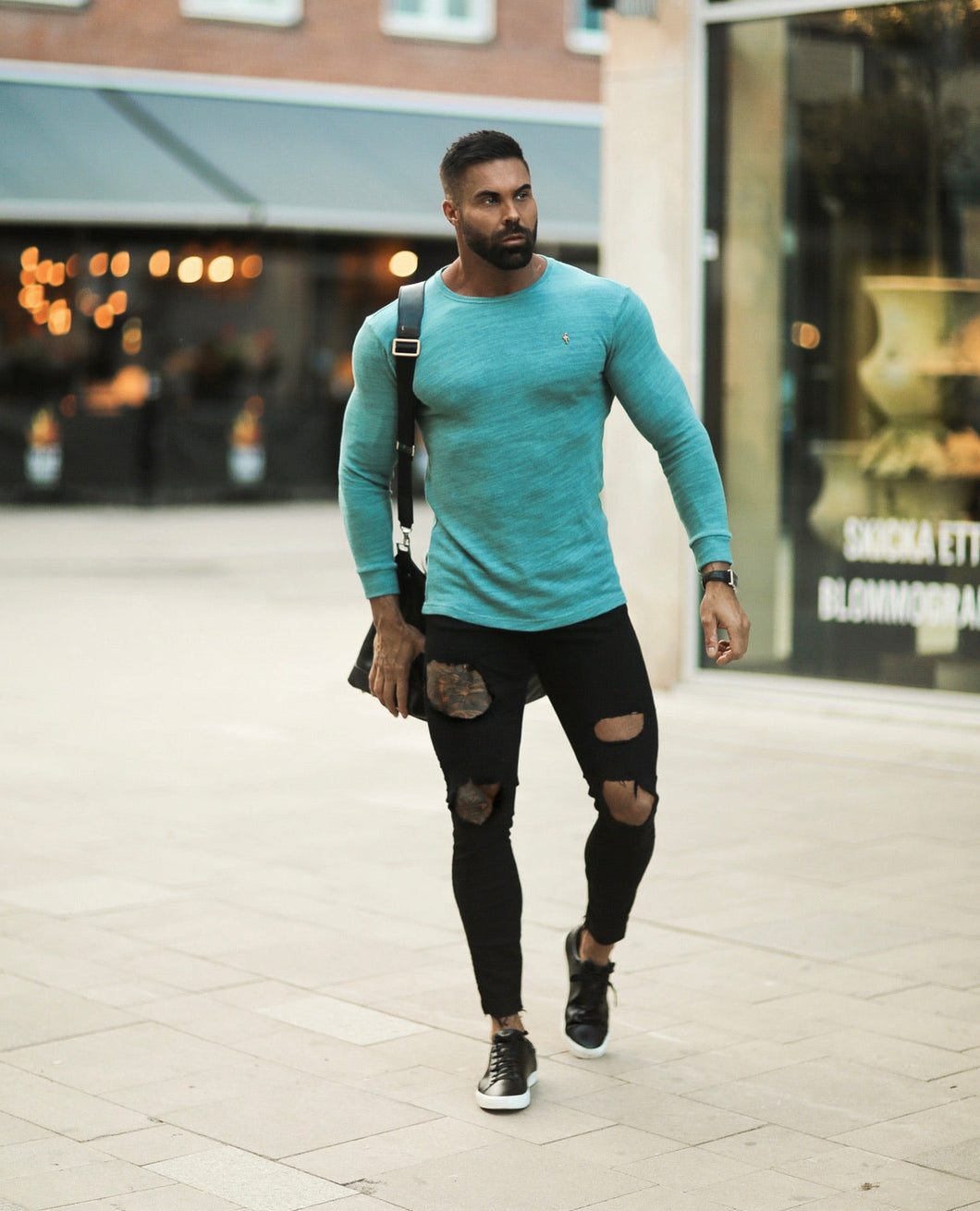 Luxury Sons Classic Teal Super Slim Jumper - FSH232