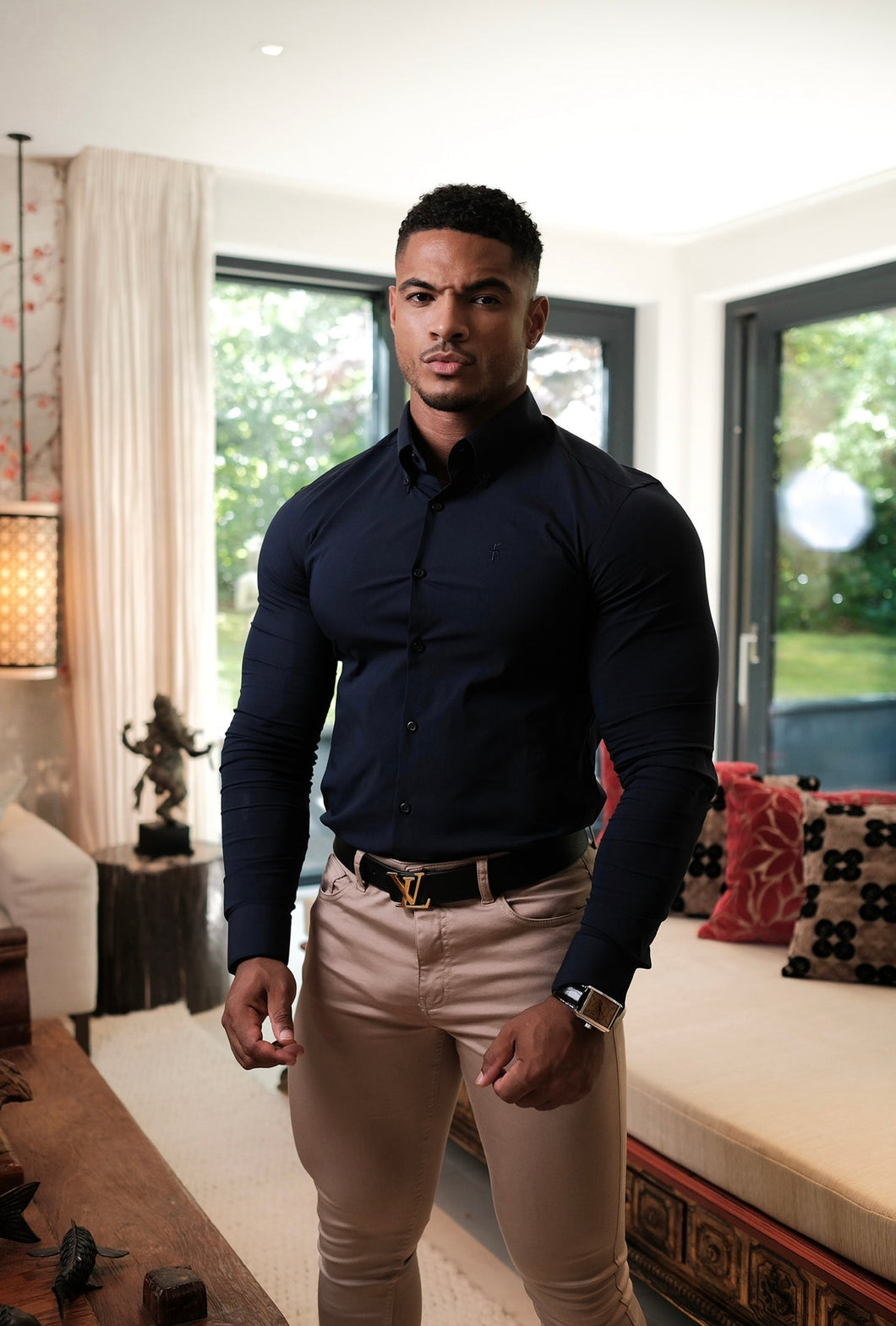 Luxury Sons Super Slim Scuba Navy Long Sleeve Stretch - FS831