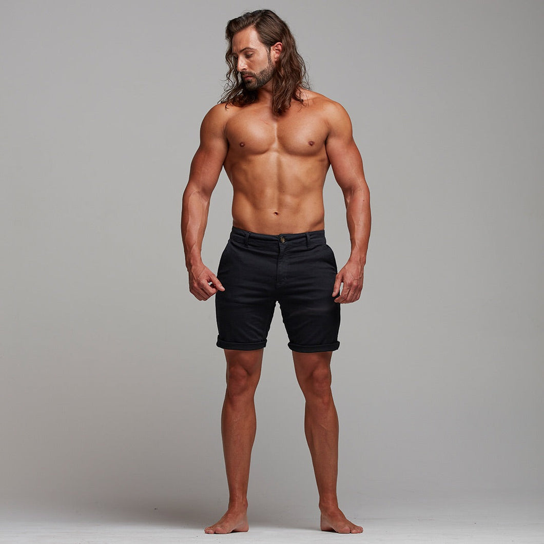 Luxury Sons Slim Fit Black Chino Shorts - FSH266