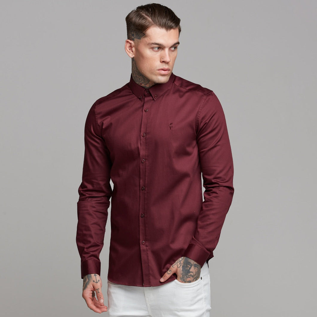 Luxury Sons Classic Burgundy Luxe Egyptian Cotton Button Down - FS497 (LAST CHANCE)