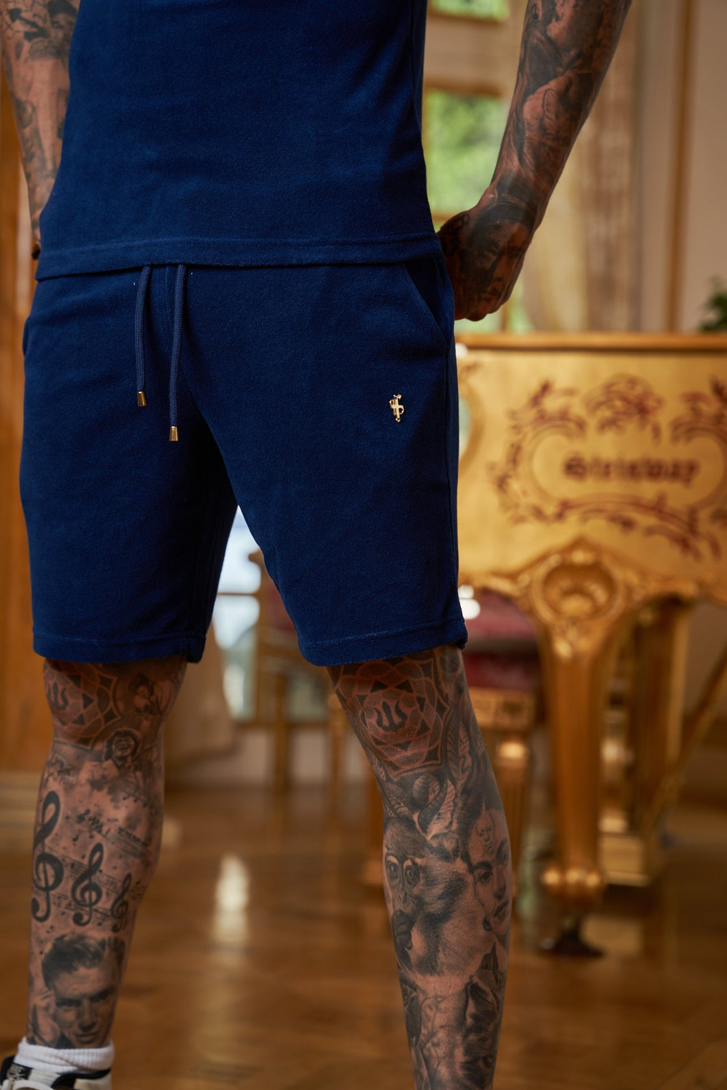 Luxury Sons French Navy Towelling Shorts - FSTS657