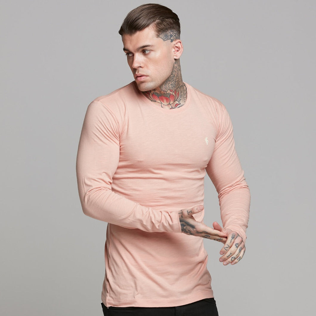 Luxury Sons Peach Long  Sleeve Slub Crew - FSH325