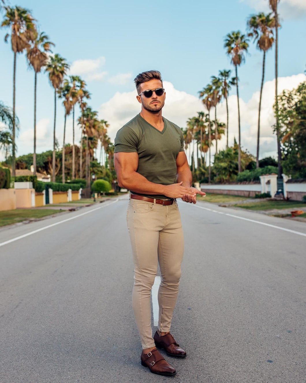 Luxury Sons Classic Khaki V Neck - FSH321